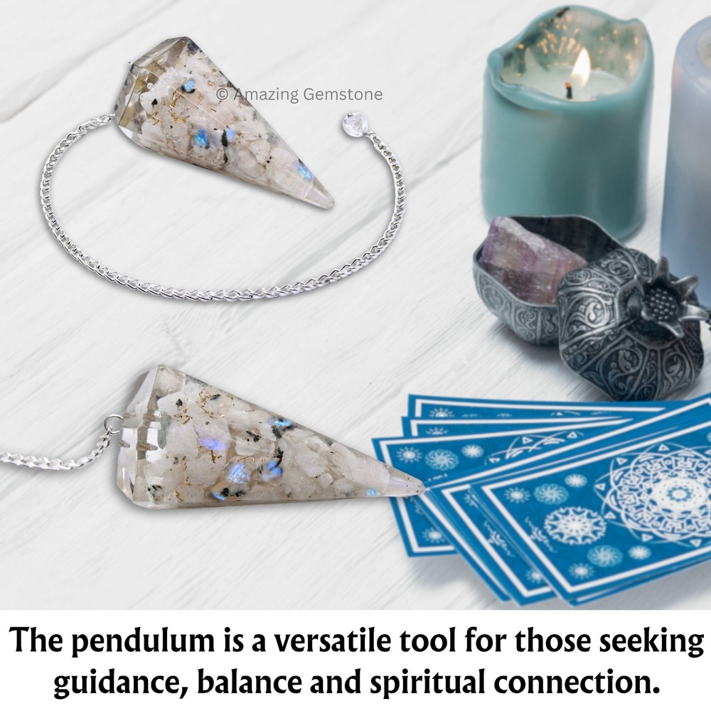 Rainbow Moonstone Orgone Crystal Pendulums
