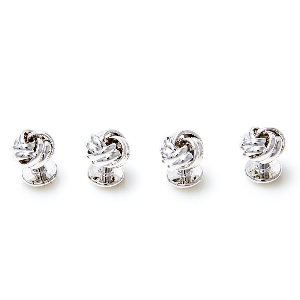 MRCUFF Silver Knot Cufflinks & Studs Set 2 cufflinks and 4 shirt studs bulk pack