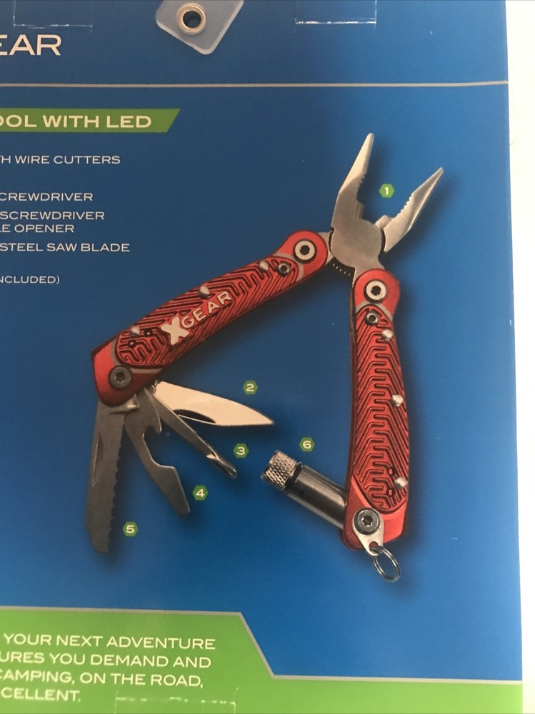 X-Gear 8 Tool Men's Multi-Function Tool w/Led Light Retails $20 Blue (2-PO-112)