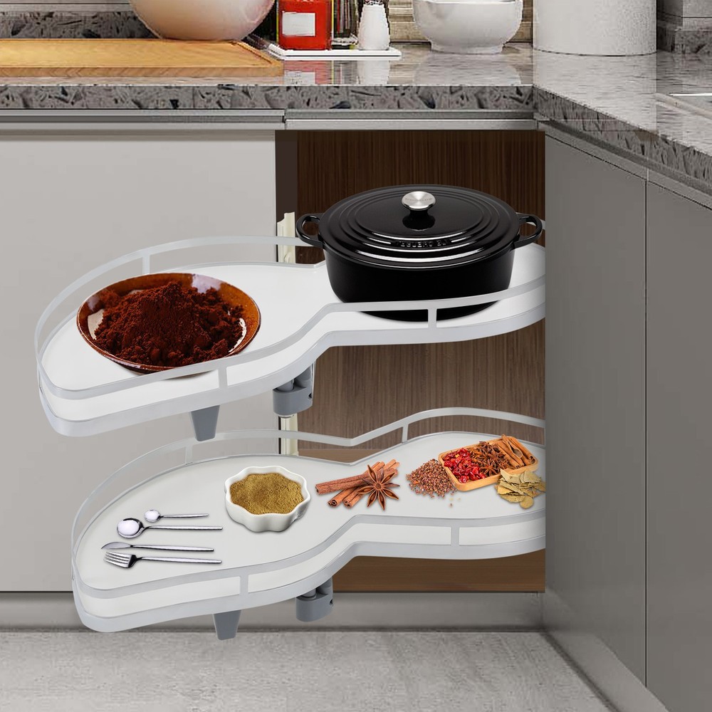 2 Tier Swing Tray Left Blind Corner Kitchen Cabinet Pull Out Kitchen Organizer