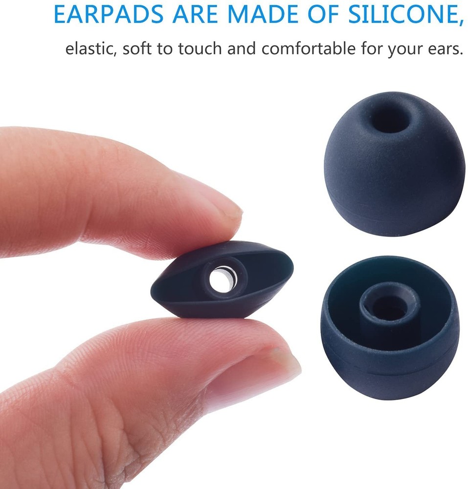 Replacement Eartips Silicone Earbuds Buds Set Earplug large, Navy Blue