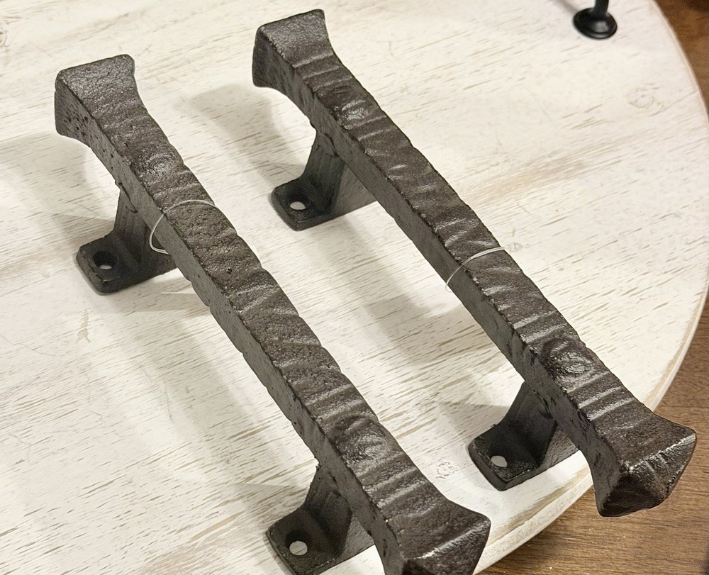 2 Large Solid Heavy Cast Iron Rustic Barn Handle Gate Pull Shed Door Handles 9”