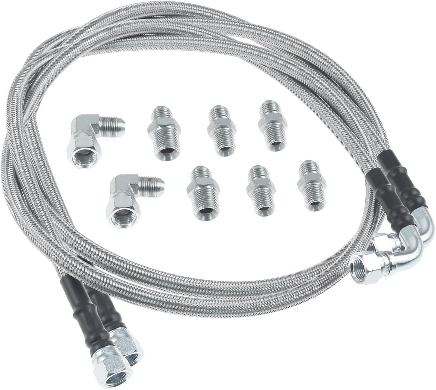 SS Braided Transmission Cooler Hose lines Fittings TH350 700R4 TH400 52" Length