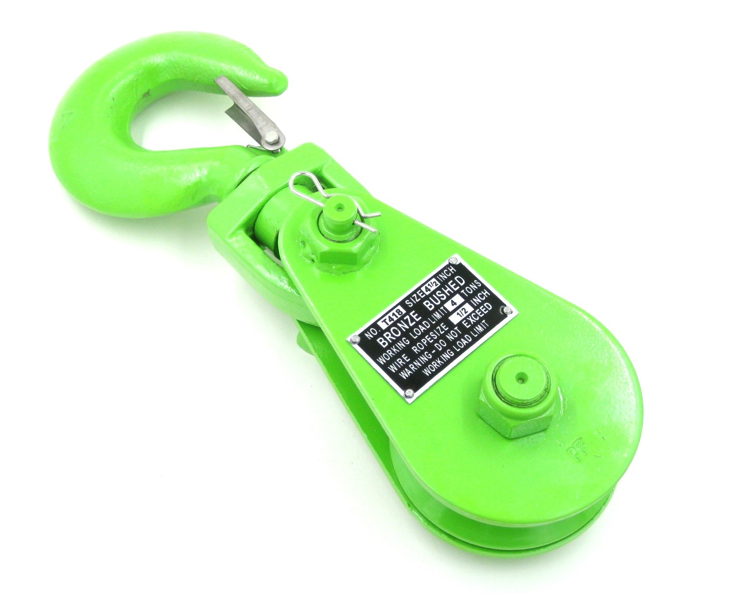 Snatch Block w Hook 4 Ton 4 1/2" f Flat Bed Wrecker Tow Truck Recovery 4x4 Cable