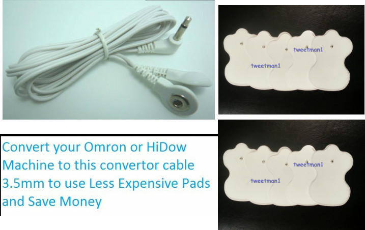 OMRON PM3030 - Compatible Lead Cable/Electrode Wire w/ 10 ELECTROTHERAPY PADS