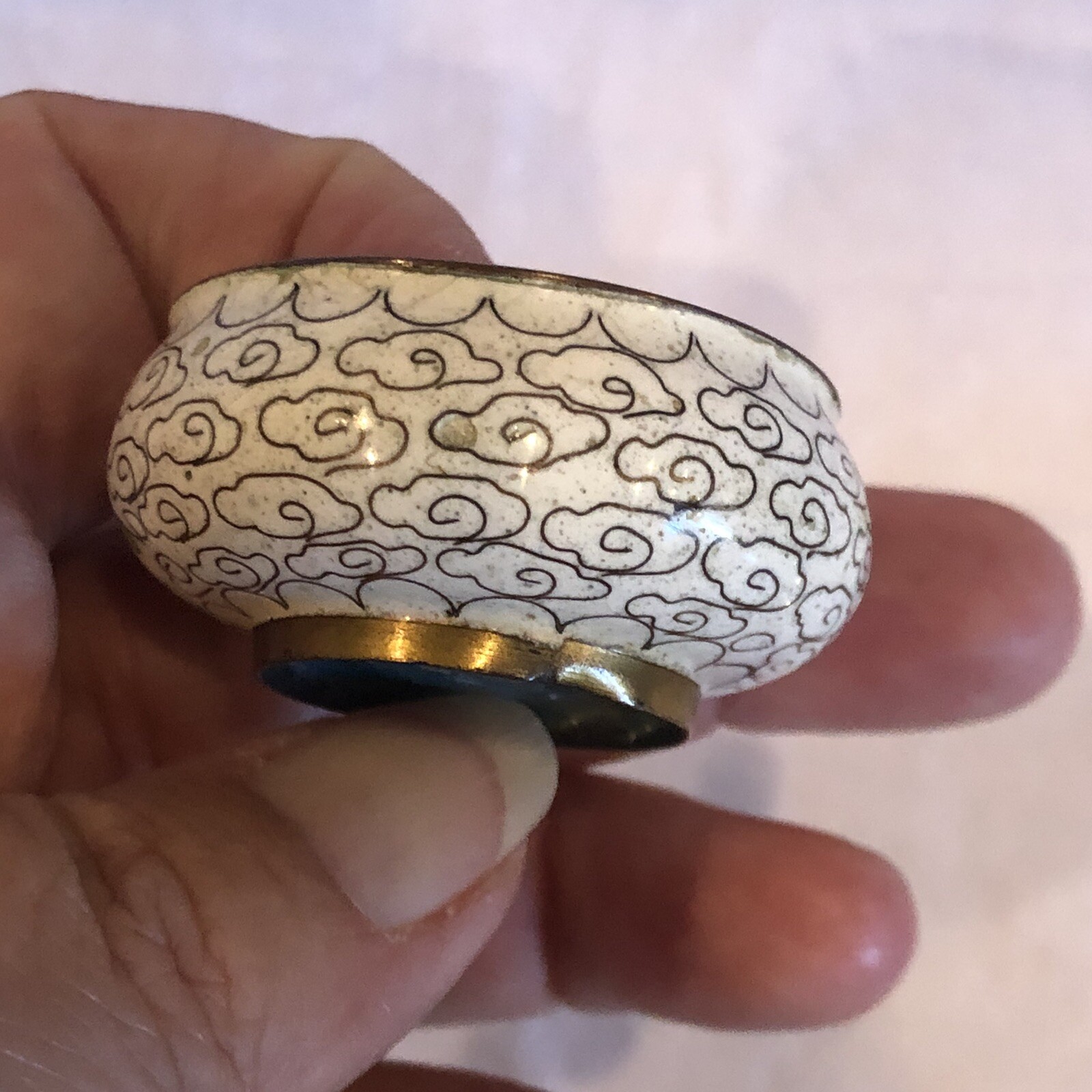 Antique Chinese Minature Cloisonne Floral Decor Incense Burner Hand Painted