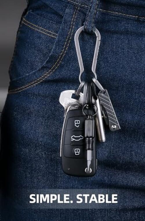 Titanium Key Ring Side Pushing, Small Key Ring Quick Release Keychain Black, M