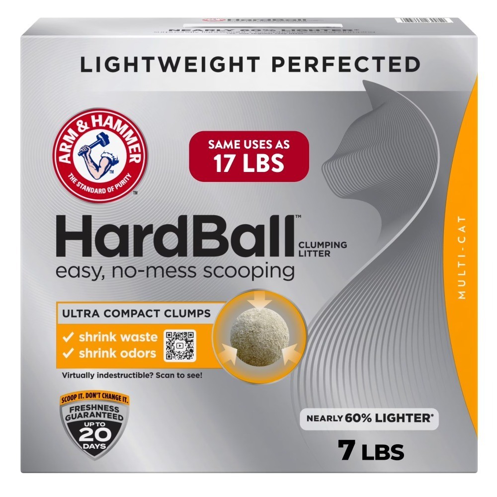 Hardball Lightweight Cat Litter, Multi-Cat Clumping Litter, No-Mess Scooping, 7