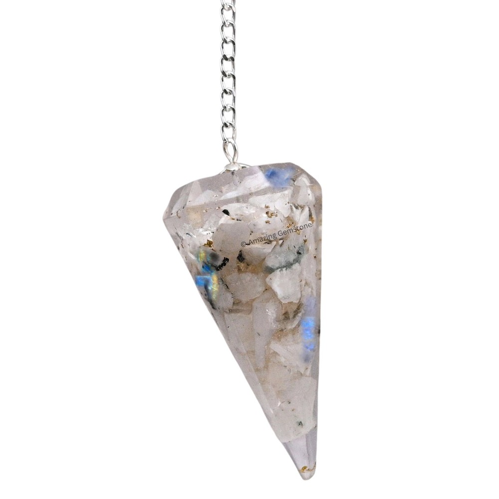 Rainbow Moonstone Orgone Crystal Pendulums