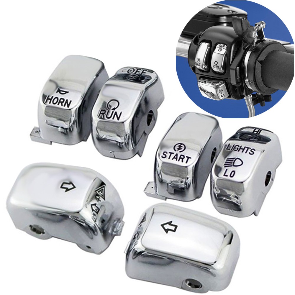 Chrome Hand Control Switch Button Caps Fit For Harley Touring Dyna Softail FXDWG