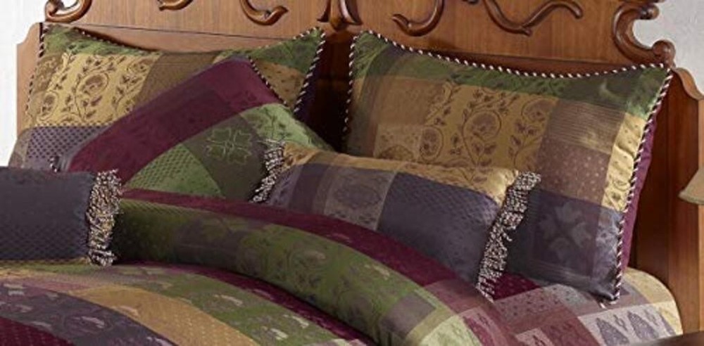 7 Pieces Multi Color Gitano Jacquard Patchwork Comforter Set Size Bedding King