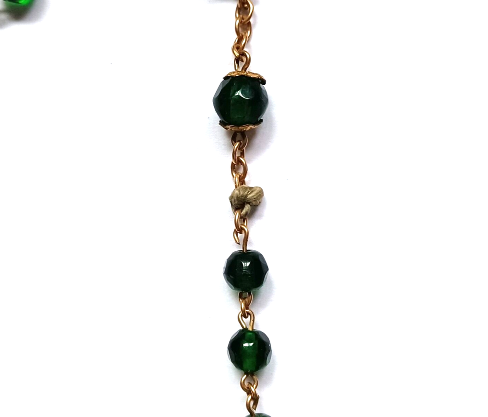 Vintage Green Glass Beaded Rosary