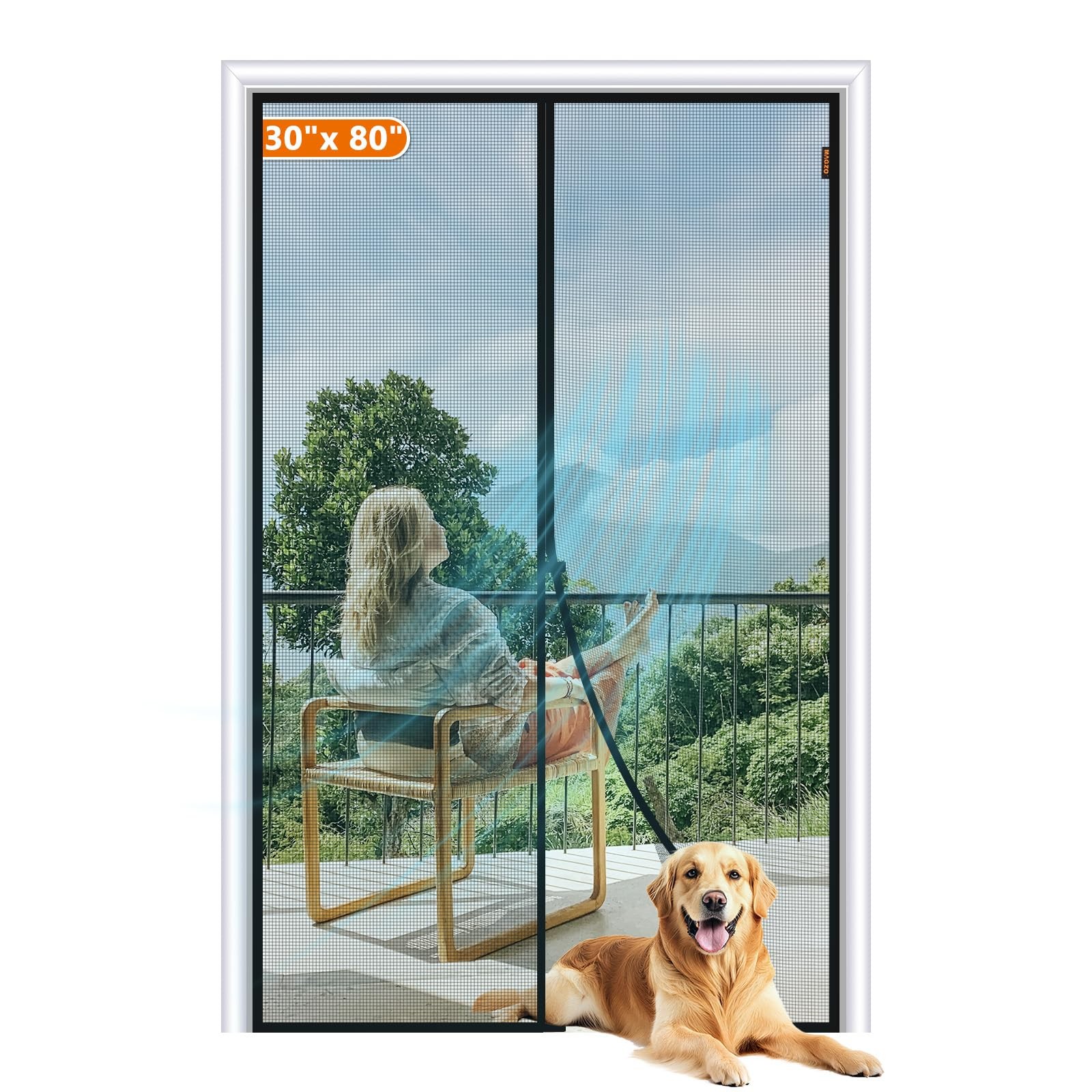 Magnetic Screen Door Fit Door Size 30 x 80 Inch, Screen Size 32" x 81" Strong...