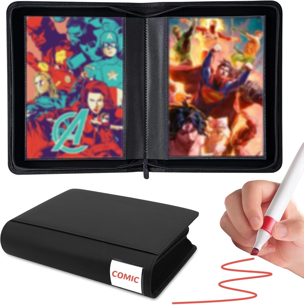 Comic Book Binder,40 Pockets Comic Book Storage Album for Current,Silver Age,Reg