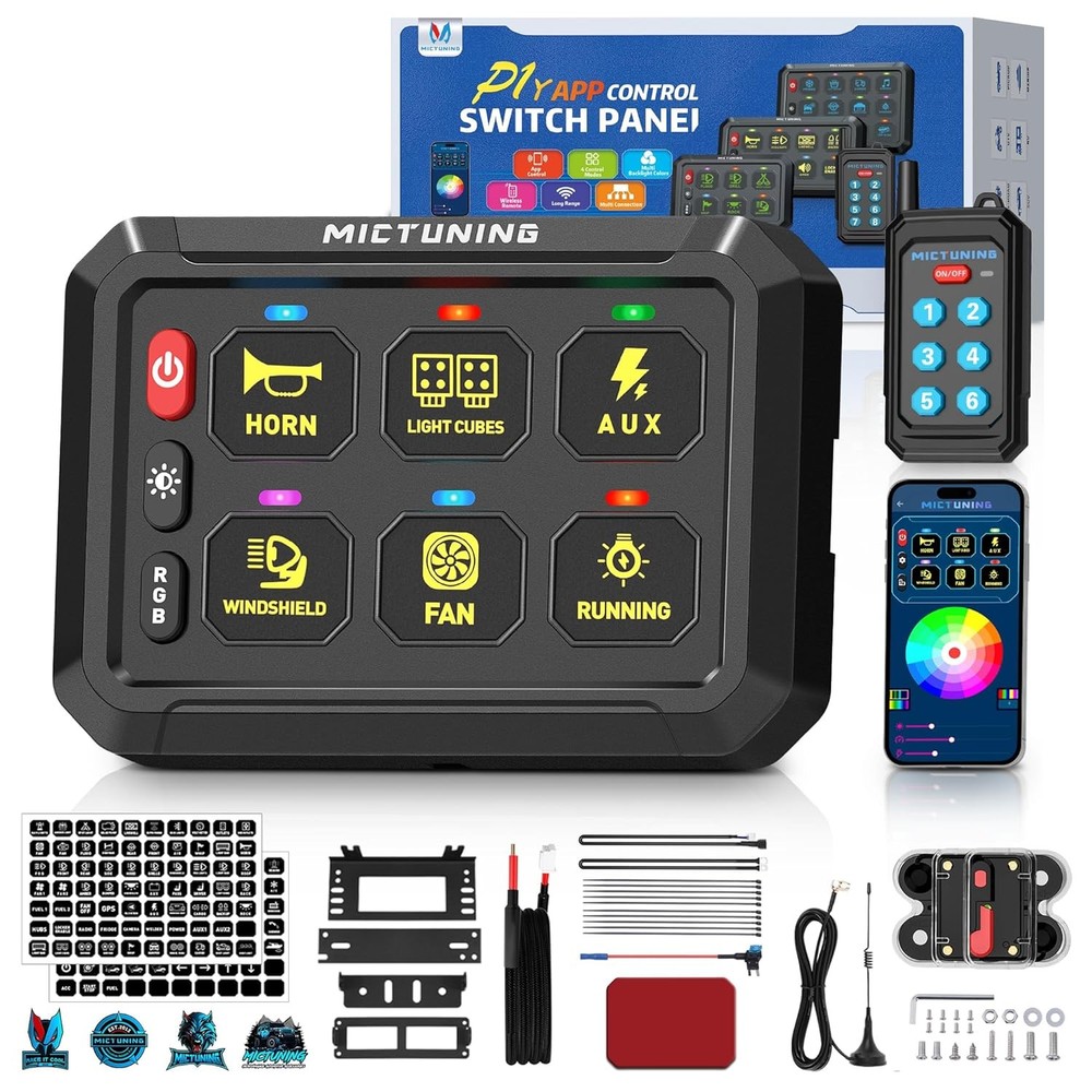 Wireless APP 6 Gang Switch Panel LED Light Bar Remote Control Circuit Marine Box