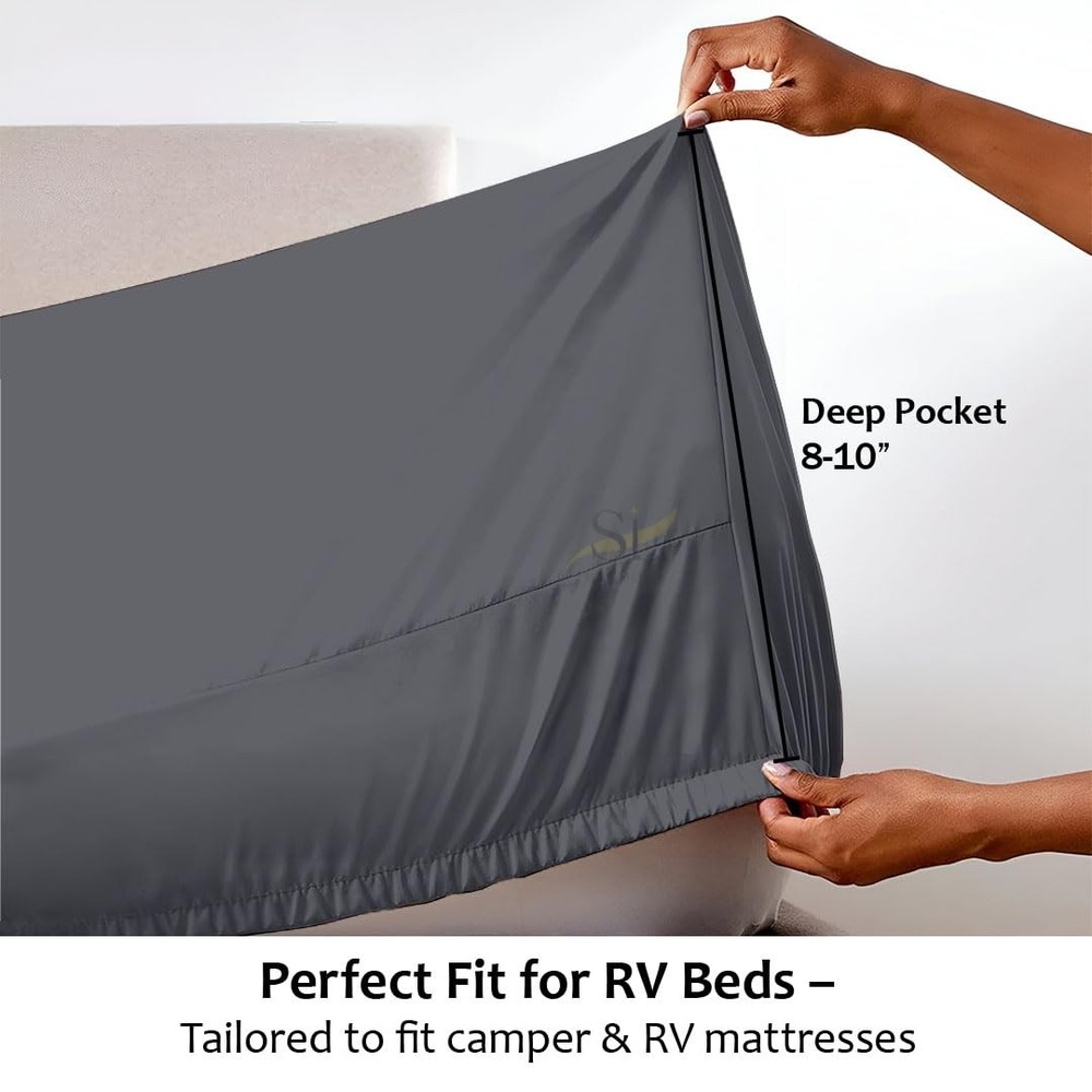 Microfiber RV Sheet Sets, 48x75 3/4 Full Bunk, Dark Grey Solid - Fits Mattres...