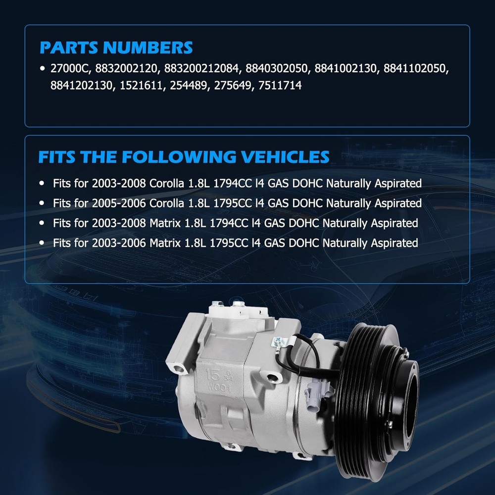 27000C AC Compressor Clutch Corolla Matrix 2003-2008 1.8L