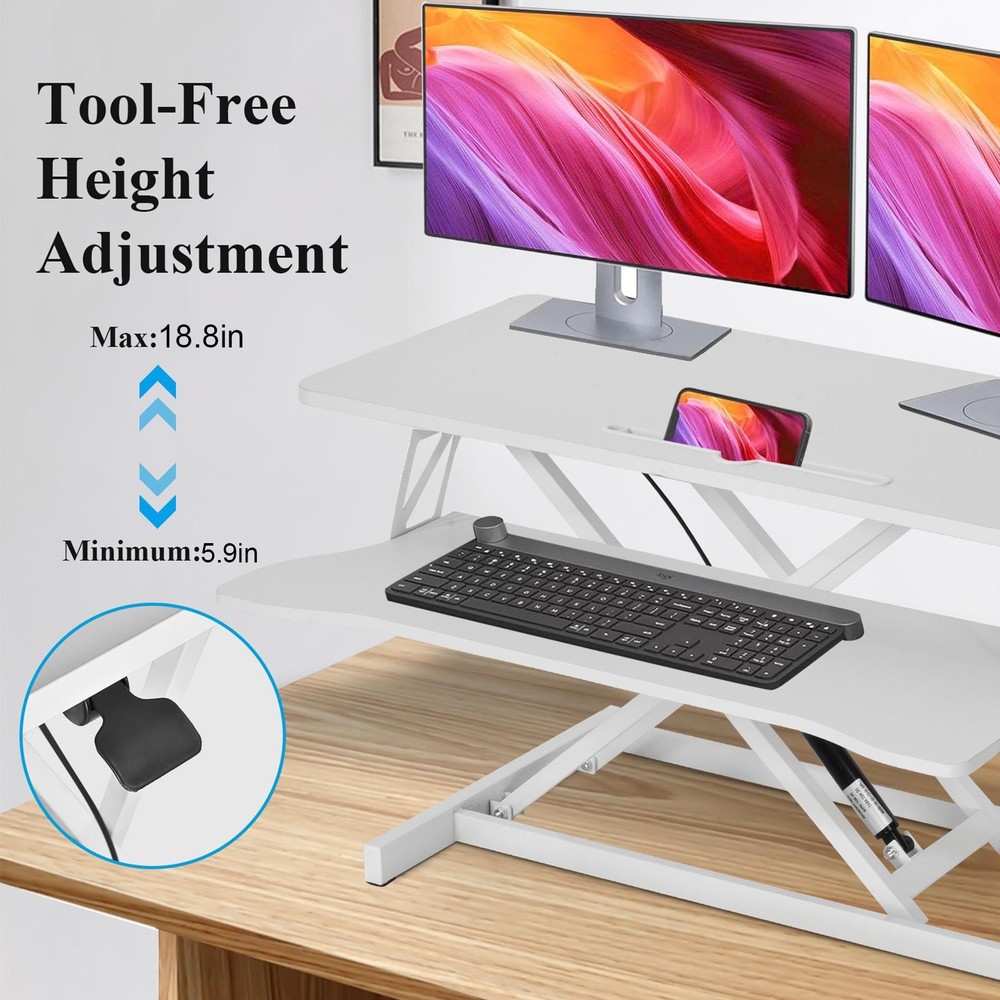 37" Height Adjustable Home Office Desk Converter Computer Desk Riser