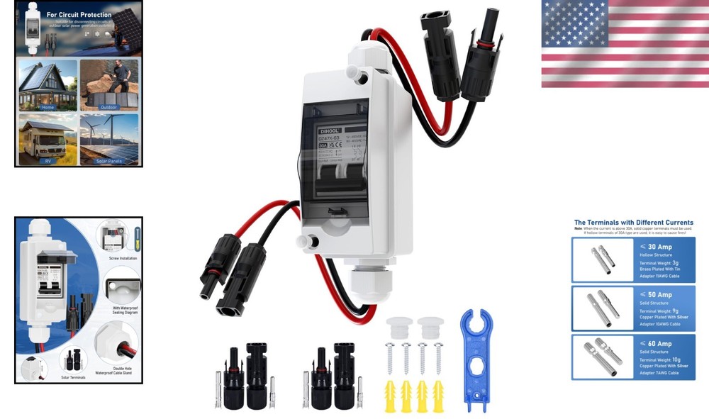 Compact 30 Amp Disconnect Switch with Protective Cover - Ideal for Solar Systems