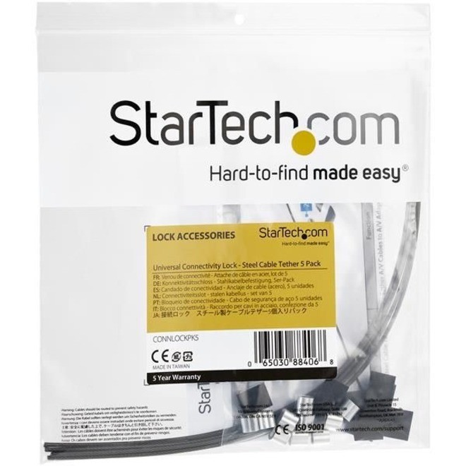 StarTech CONNLOCKPK5 5-Pack Security Cable Tethers Steel