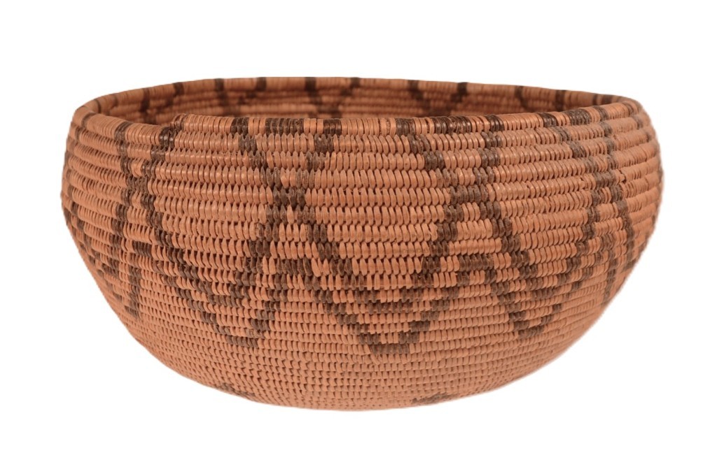 Paiute Basket Bowl ca. 1900 Size 3.125" H x 6.25" D Hand Coiled with Zigzag