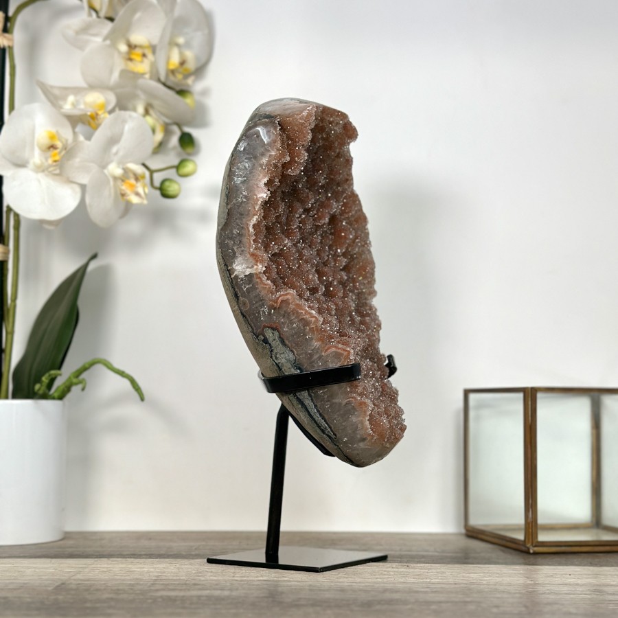 Sugar Druzy Crystal Cluster on Stand Statement Piece. MWS2650