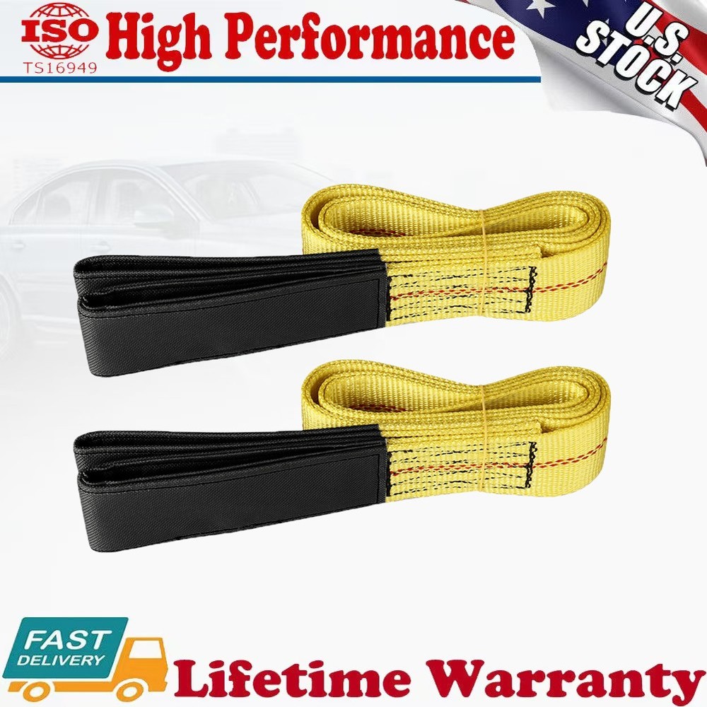 2 Pack 2" 6FT Webbing Lifting Sling Heavy Duty Polyester Lifting Towing Strap
