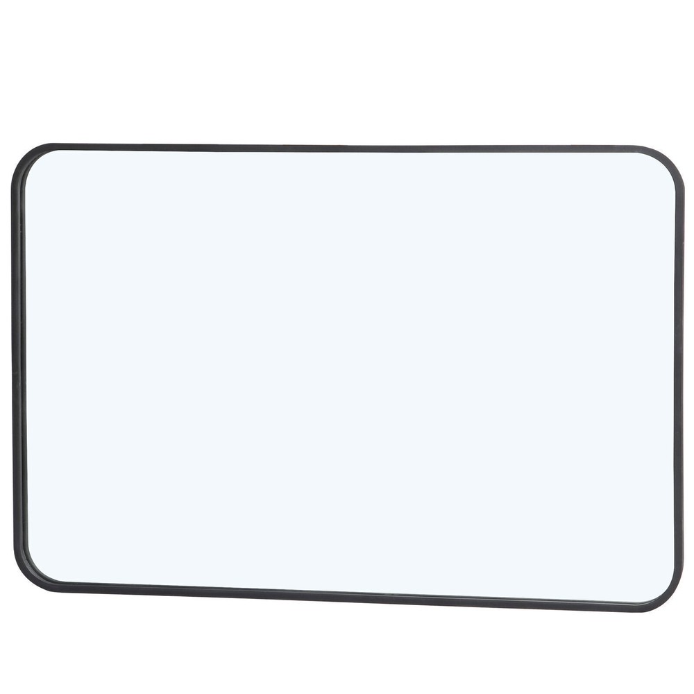 2PCS Rectangular Wall Mirror Bathroom Mirror Black Metal Framed 24" x 36"