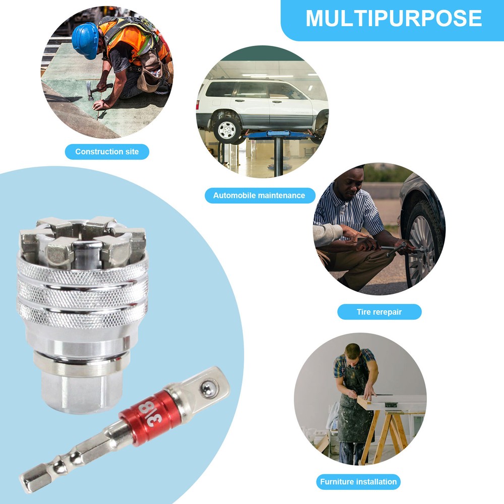 Wrench Torque Ratchet Adapter Universal Sleeve Adjustable Head Spanner Socket