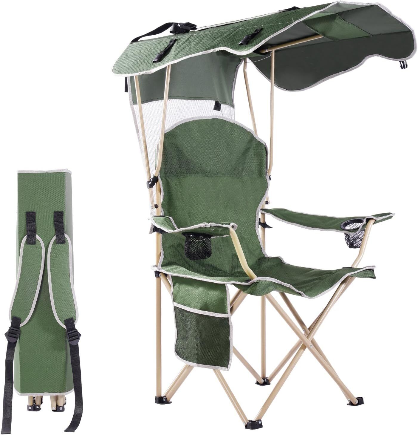 Beach Camping Folding Chair for Camping Chair with Canopy Foldable W/Sun Shade