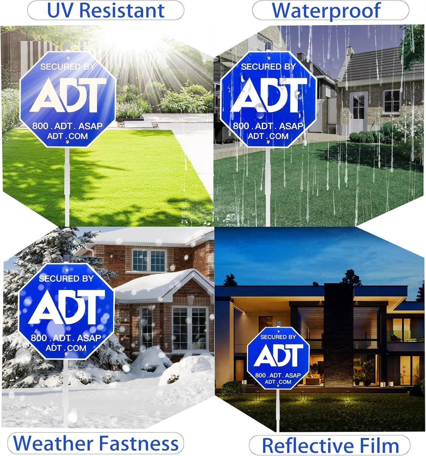 28ADT Security Signs for Yard with Stake & 10 Pcs ADT Window Stickers, 100% Alum