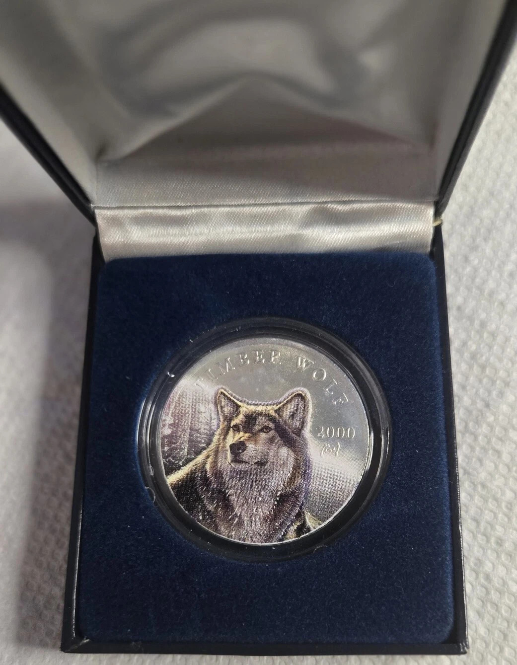 2000 TIMBER WOLF COMMEMORATIVE COIN REPUBLIC OF LIBERIA 10 DOLLARS (COLORIZED)