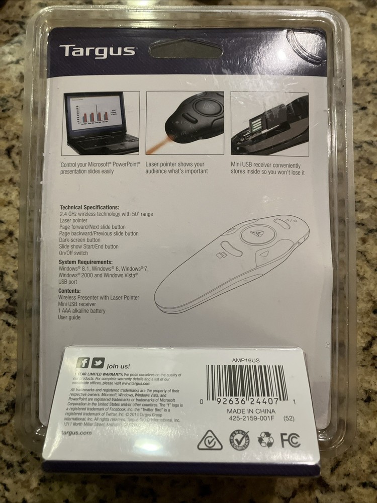 Targus Wireless USB Presenter with Laser Pointer - AMP16US