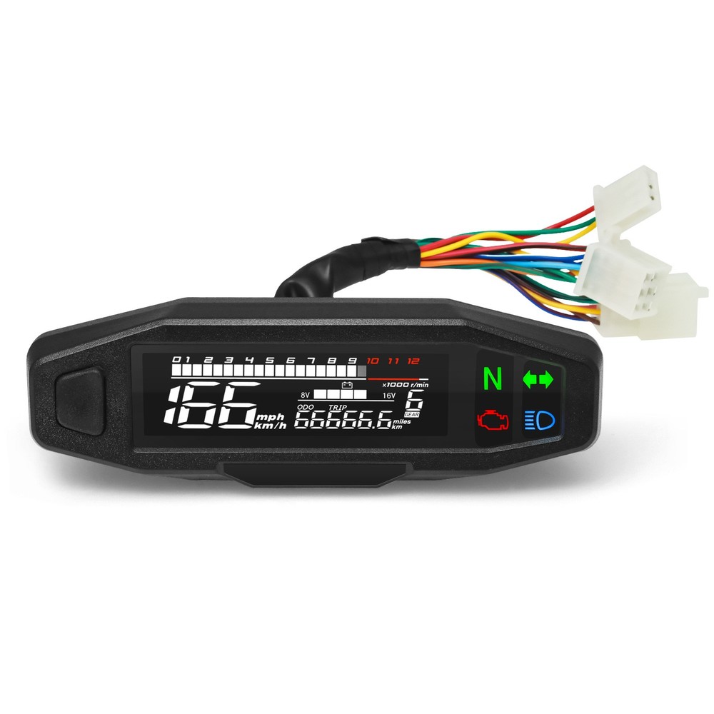 Motorcycle Gauge LCD/Digital Speedometer Odometer Tachometer With Sensor Bracket