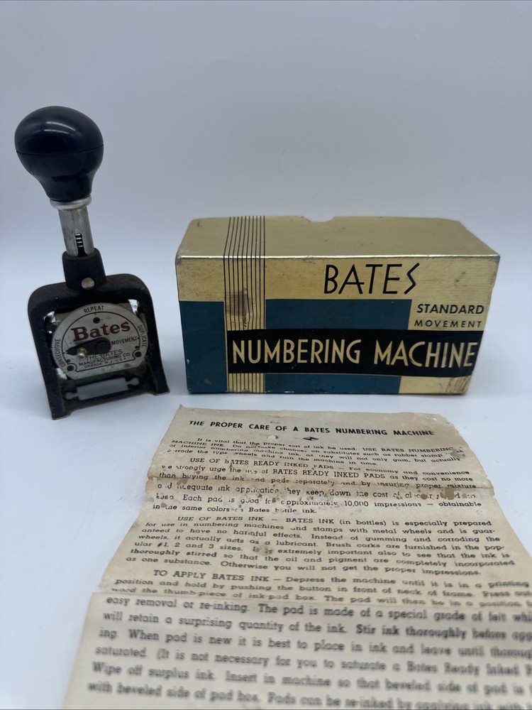 VTG Bates Numbering Machine 6 Wheel Style E In Box