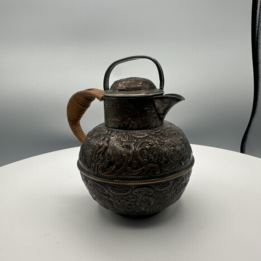 Antique E.G. Webster & Sons Repoussé Silver Plate Pitcher Figural Thermos