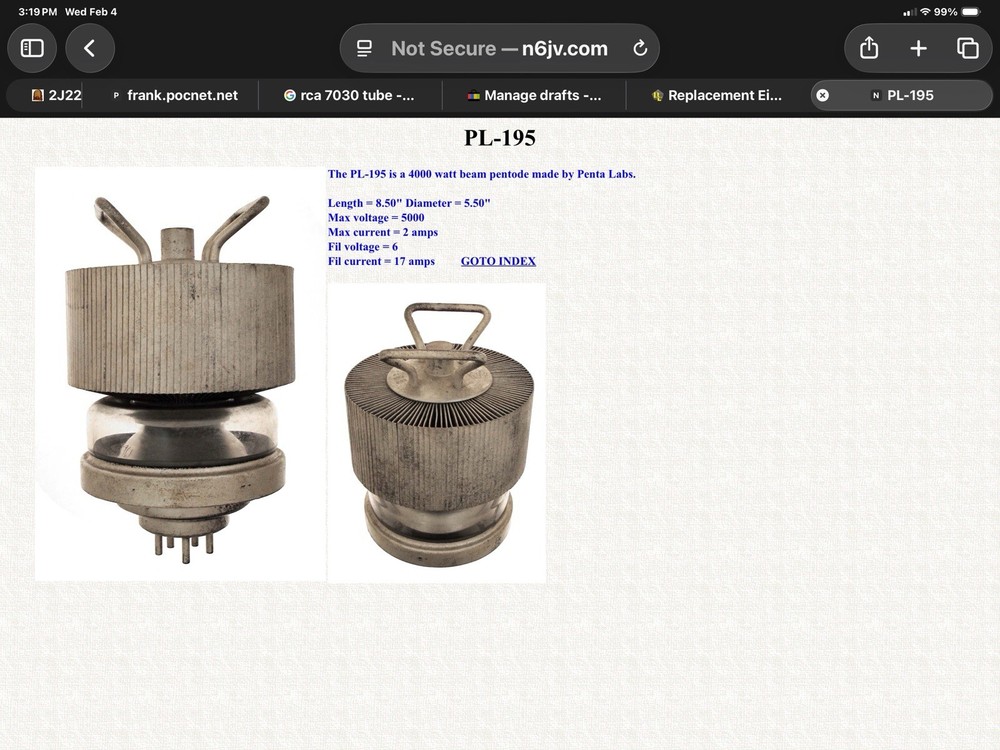 Rare Penta Labs PL-195 Transmitting Tube 4000 Watt Beam Pentode 3CX2500A3 ? VTG