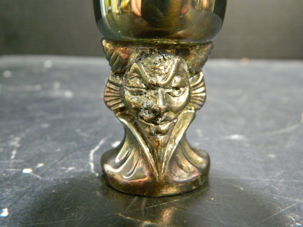Vintage Etched Reed & Barton Silver Plate Winking Devil Jigger/Shot Glass 259 EX