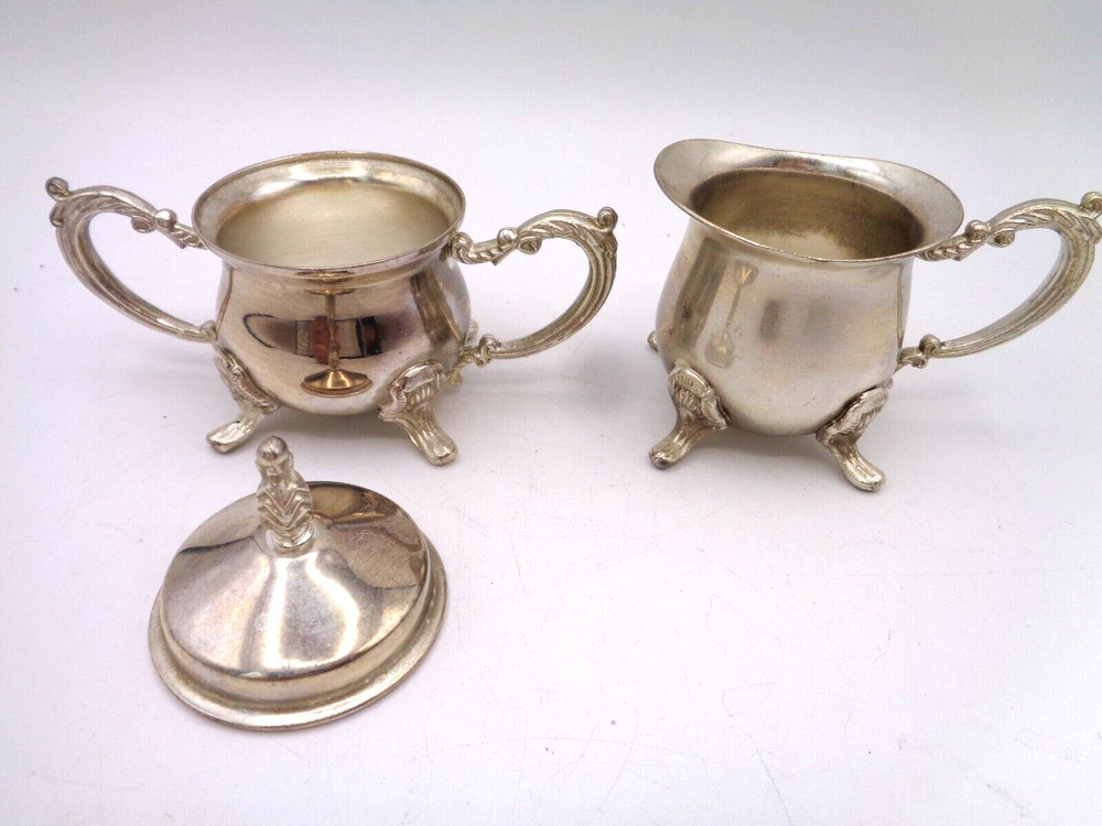 Vintage Silver Plated Footed Cream and Sugar Set, International Silver Company