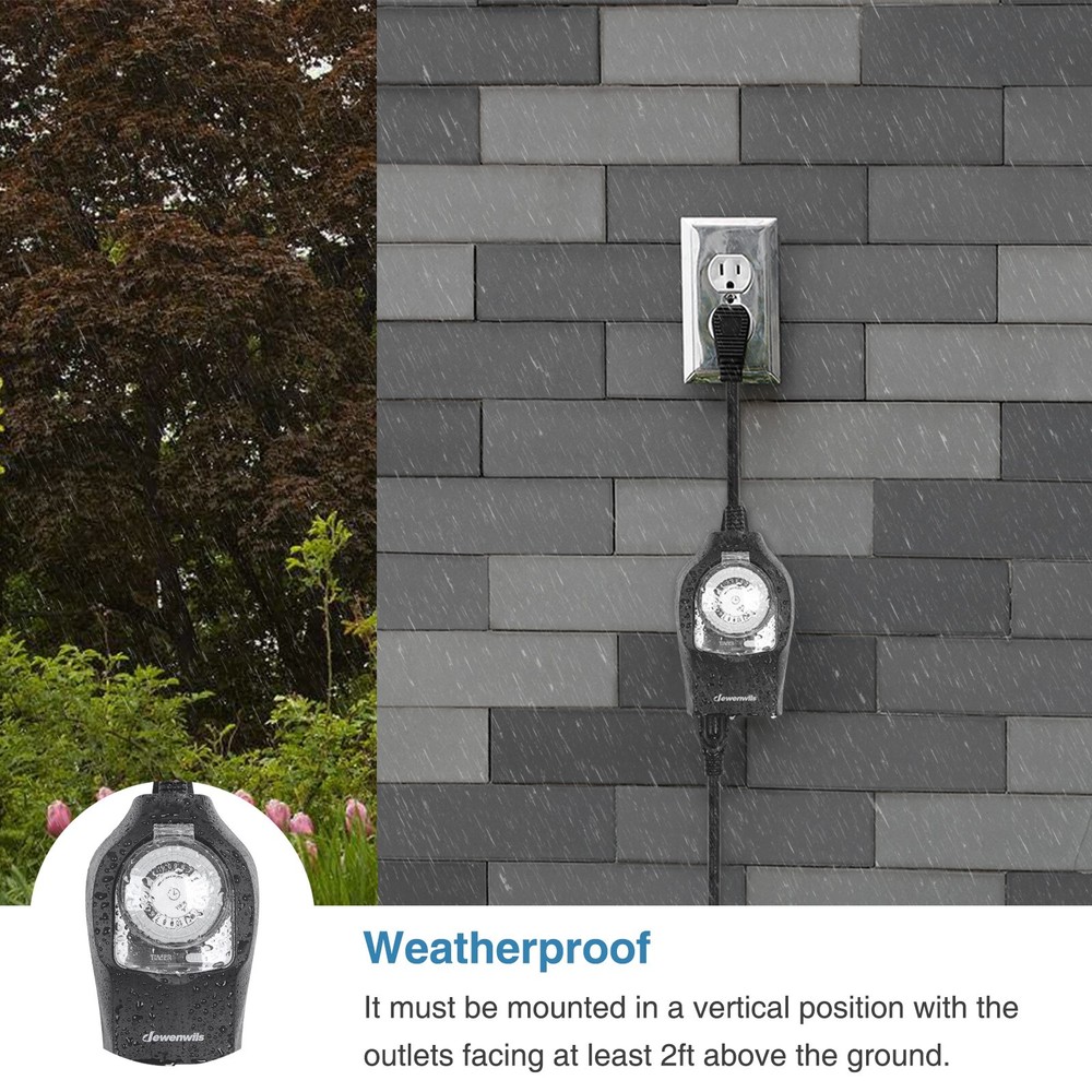DEWENWILS Outdoor Light Timer Outlet Switch Plug Electrical Outlets Waterproof
