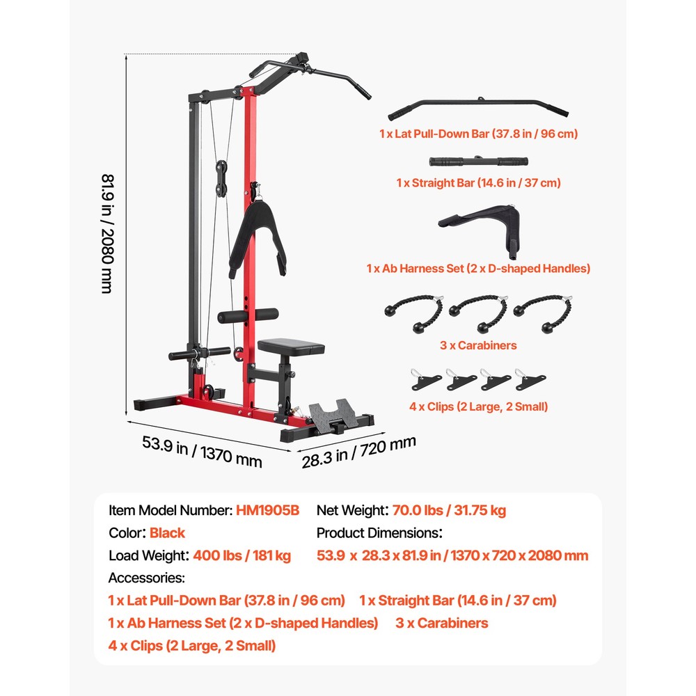 Uimoso 3-in-1 LAT Pull Down Machine with Adjustable Seat and Versatile Design