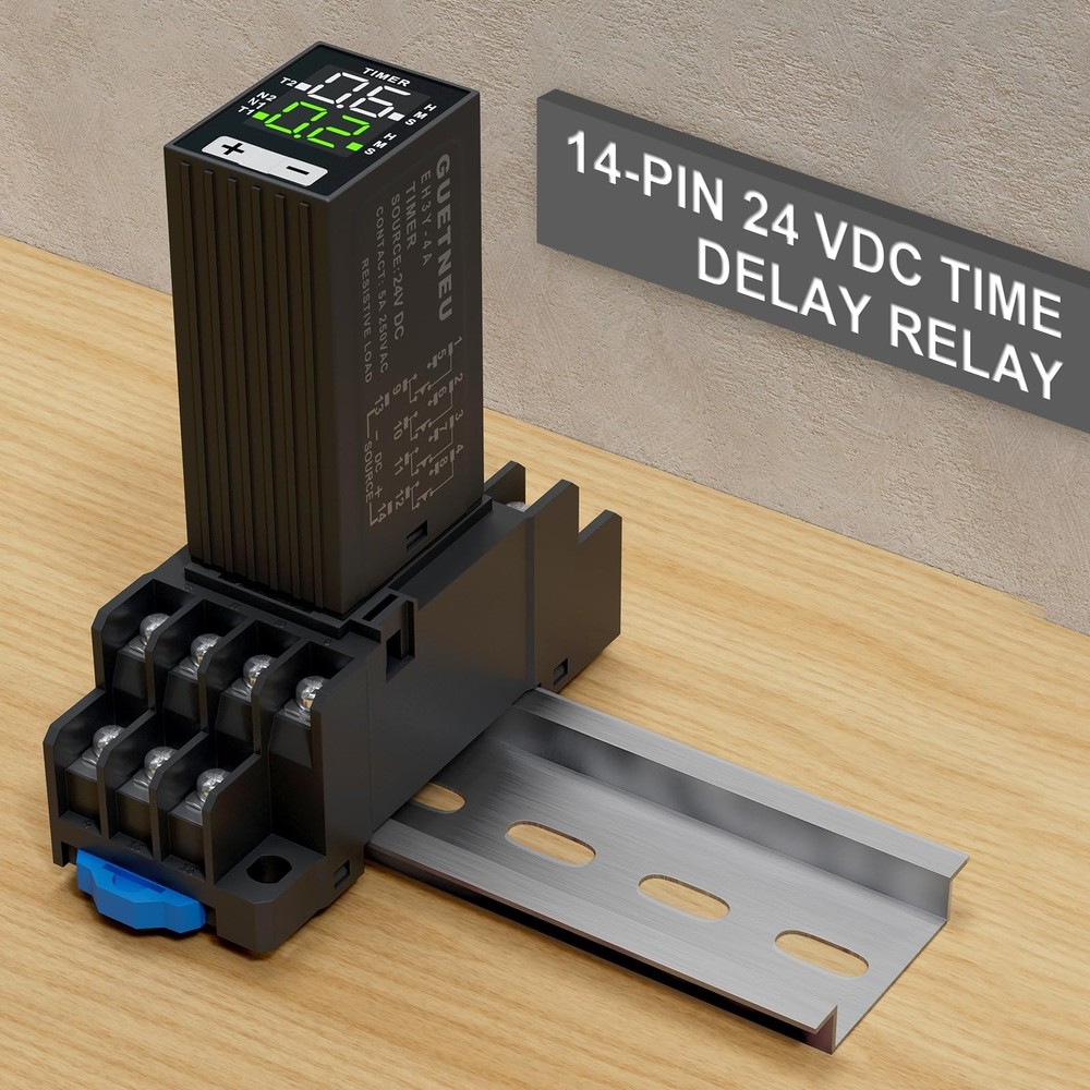 LCD Digital Display Time Delay Relay, Dual Time with Plug-in Terminal Socket,...
