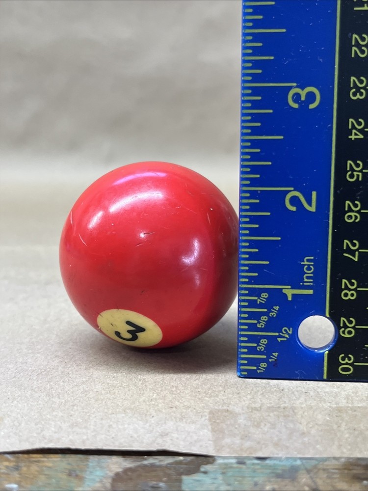 Pool Ball #3 Red Solid Single Individual Billiard 2 1/4” Replacement Vintage