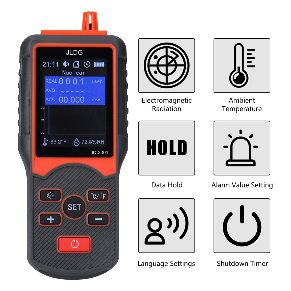 Geiger Counter and Electromagnetic Radiation Detector with Data Export Function