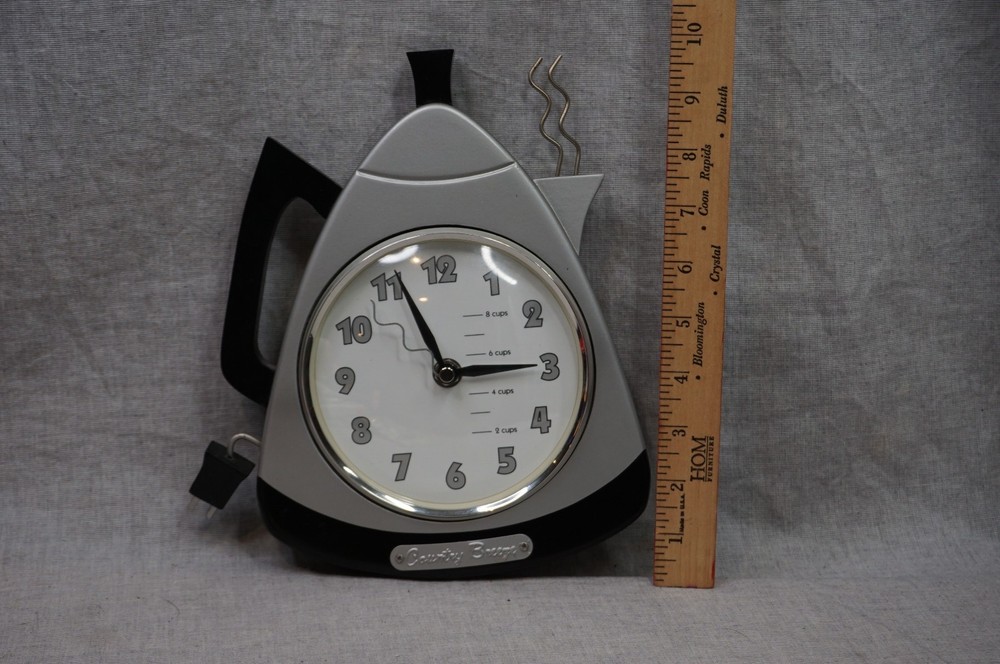Country Breeze Perculator Clock Analog Silver Black Steam