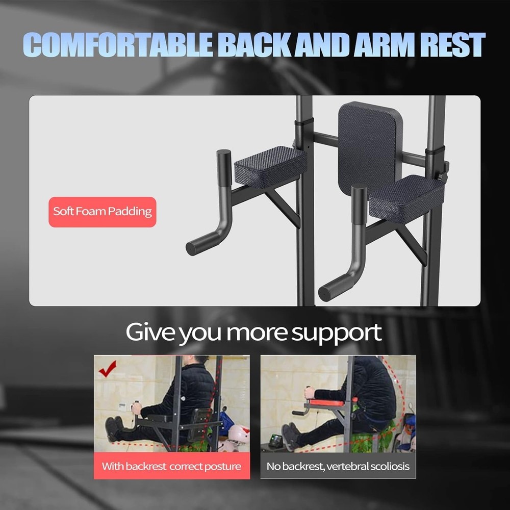 Power Tower Adjustable Height Pull Up & Dip Station Multi-Function Home Strength