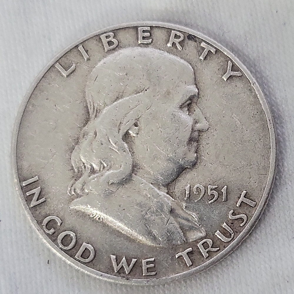 1951 D Franklin Half Dollar in F Condition