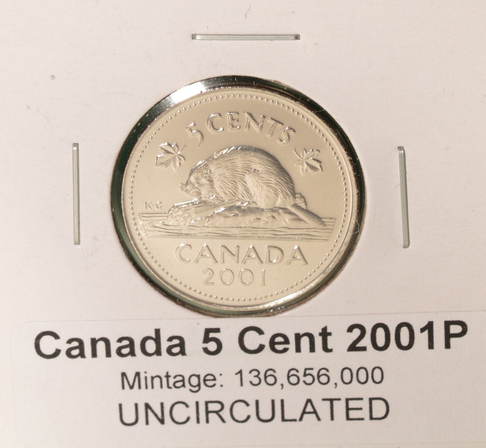 2001P Canada 5 Cent  - UNCIRCULATED from Mint Roll 🇨🇦