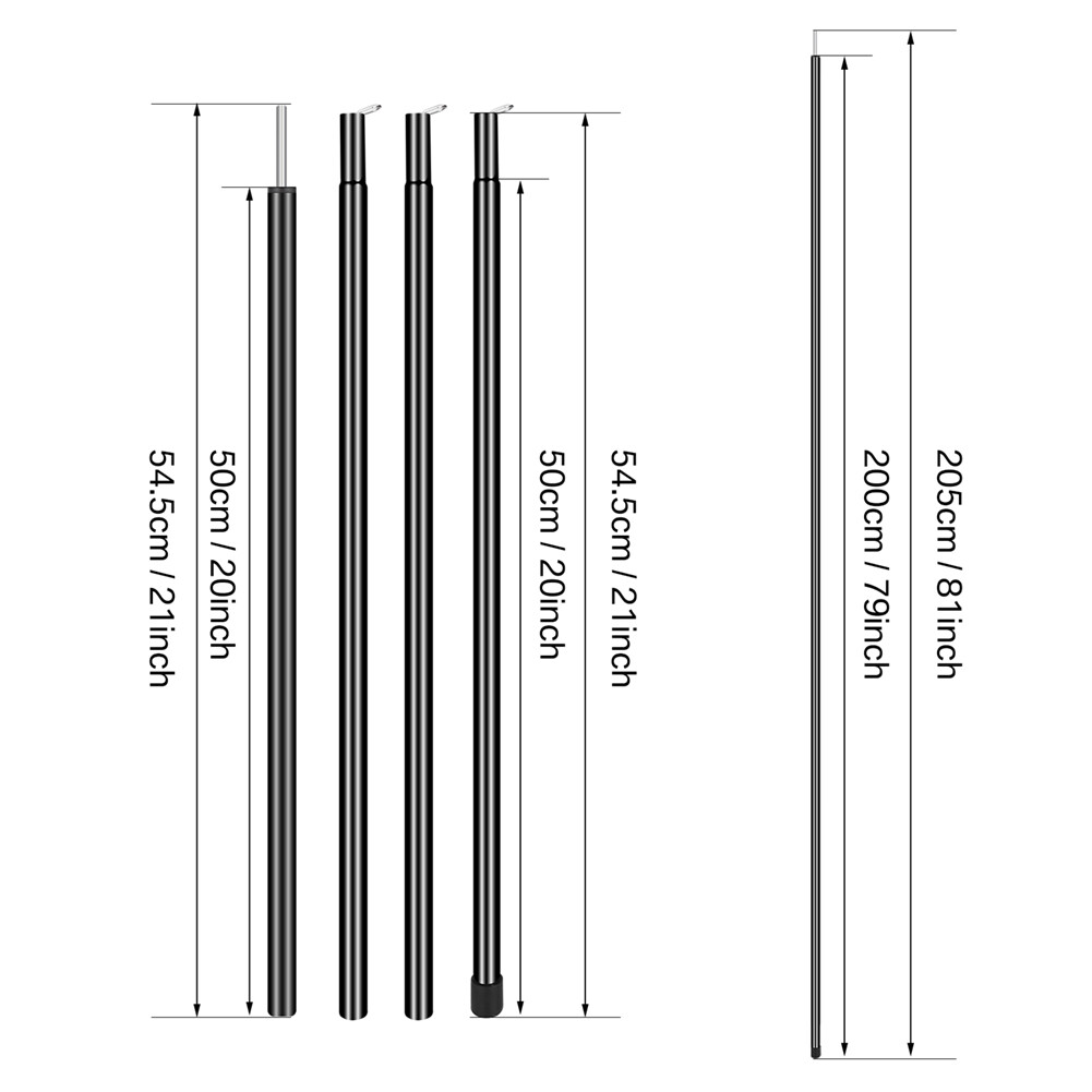 2PCS Adjustable Tent Tarp Poles Universal Telescopic Camping Awning Canopy Poles