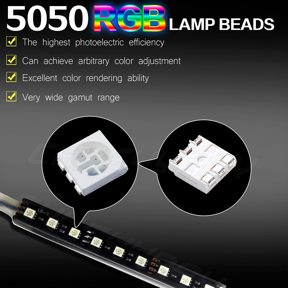 RGB LED Glow Interior Car Lamp Kit Under Dash Foot Well Seats Inside Lighting US